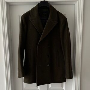Banana Republic Men's Double-Breasted Peacoat - Olive Green